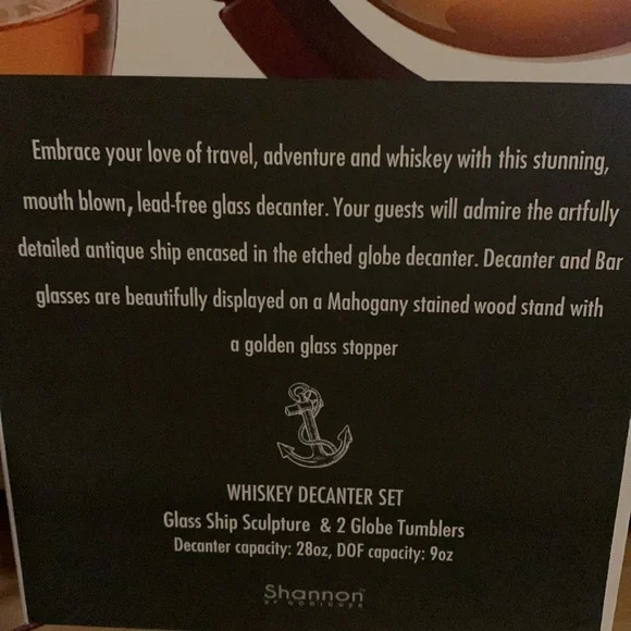 Galleon Globe Whiskey Decanter Set Shannon Godinger - Picture 5 of 6